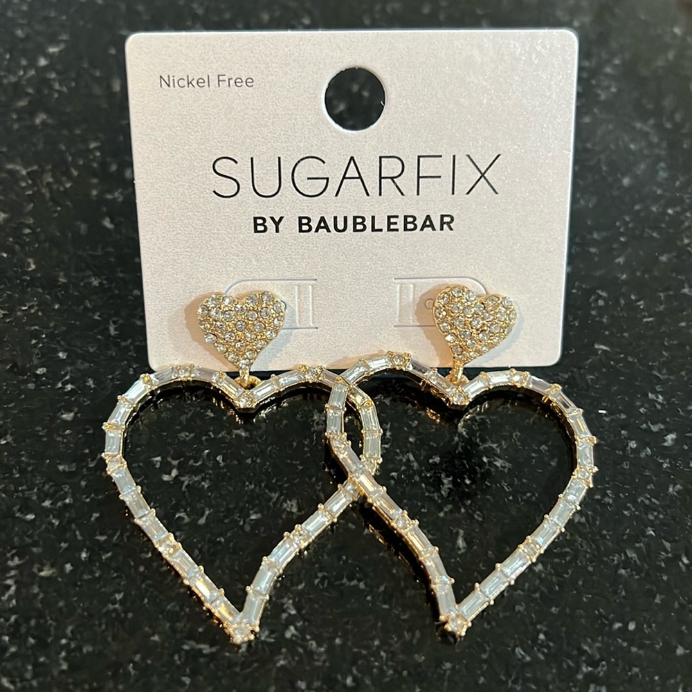 NWT SUGARFIX by BaubleBar Nothing But Love Statement Valentines Heart Earrings